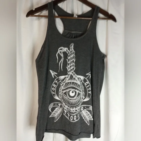 Medium Fort City Tattooing Arkansas Tattoo Shop Jeff Slack Racer Back Tank Top - Picture 2 of 4